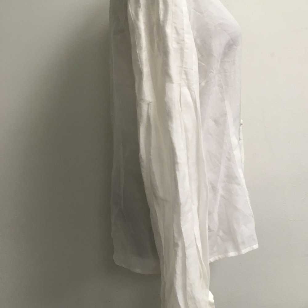 Trelise Cooper White Sheer Gauze Cotton Shirt M L Gem